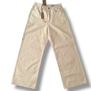 NWT Thrills Organic Cotton Full Length High Waist Wide Leg Pants Cream Size 30